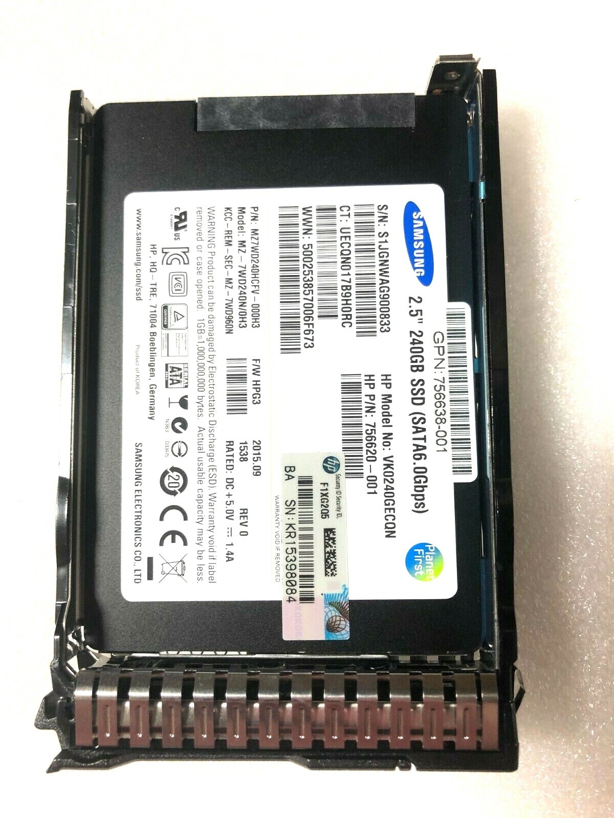 756620-001 240GB SATA6.0Gbps 2.5" SSD w/tray 757366-001 MZ-7WD240N/0H3