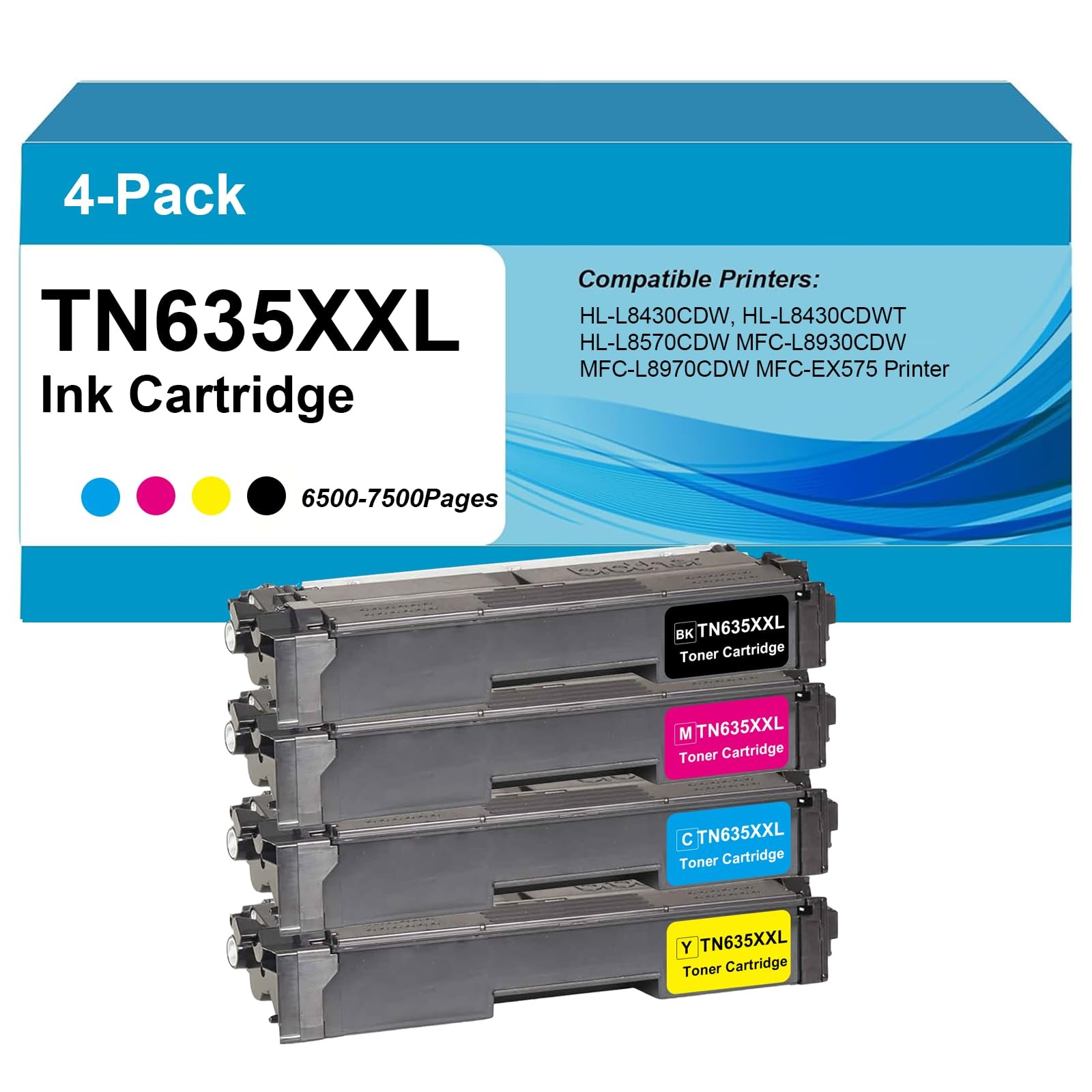 ** NEW Brother Toner | TN635XXL / TN635XL | Black / Color | Compatible | 4-Pack