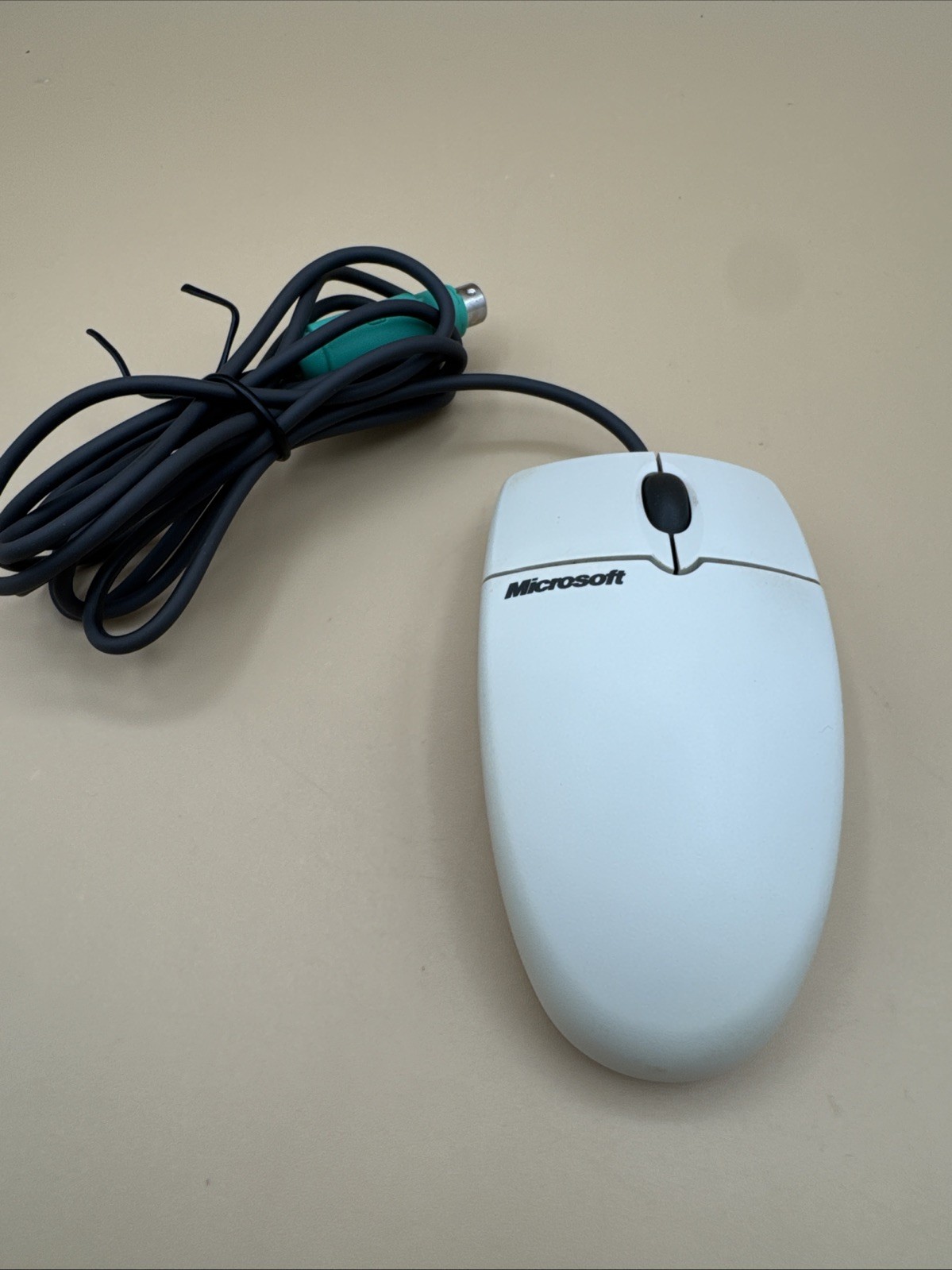 Vintage Microsoft Wheel 3.0 PS/2 X05-95266 83351-576 Mechanical Ball Wired Mouse