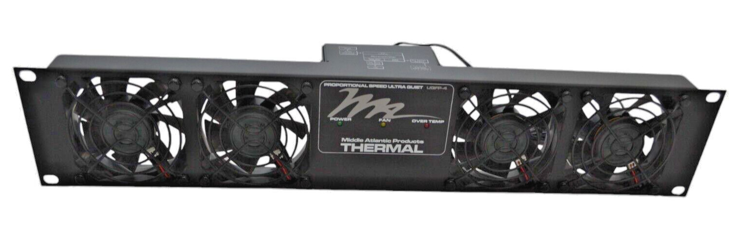 Middle Atlantic UQFP 4RT Quiet 4 Fan Panel With Thermistor Rack Cooling System