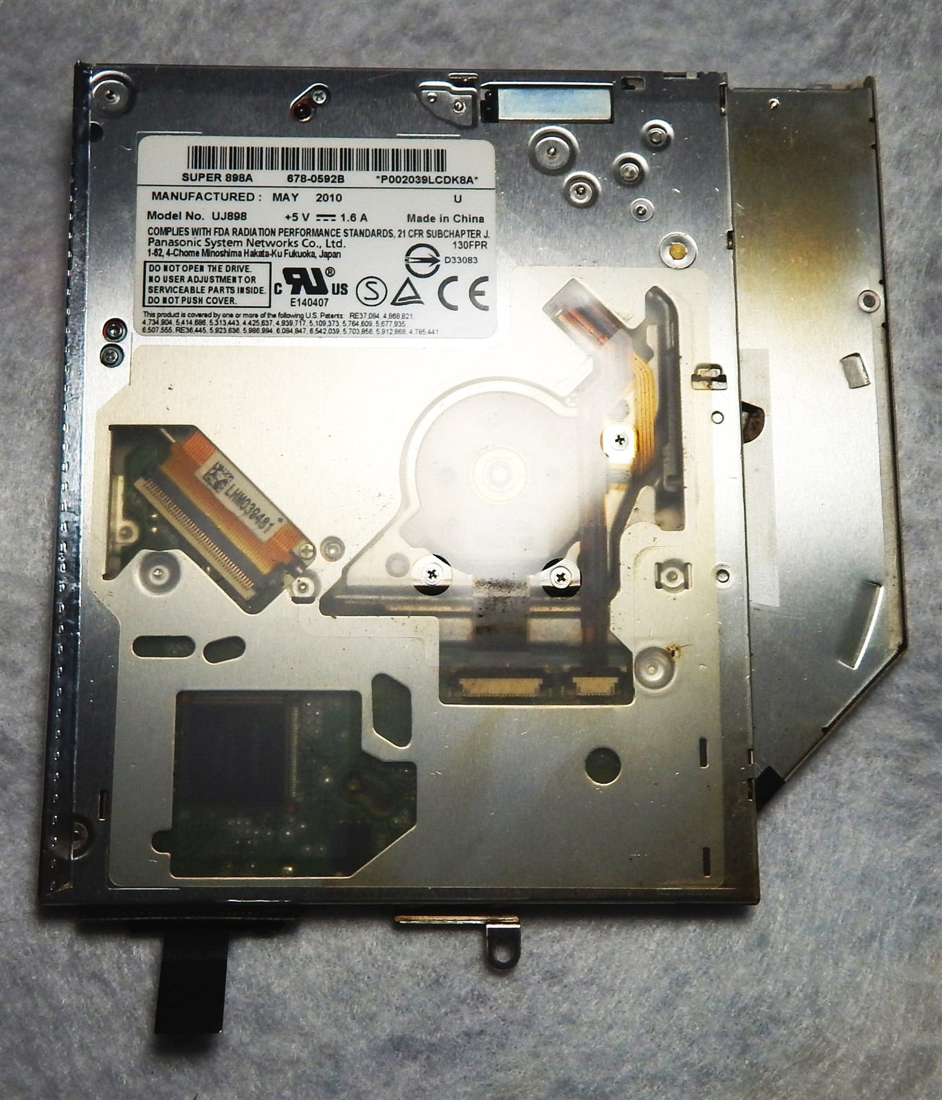 Apple/Panasonic Super 898A Optical Drive (model UJ898, May 2010) +pigtail cable