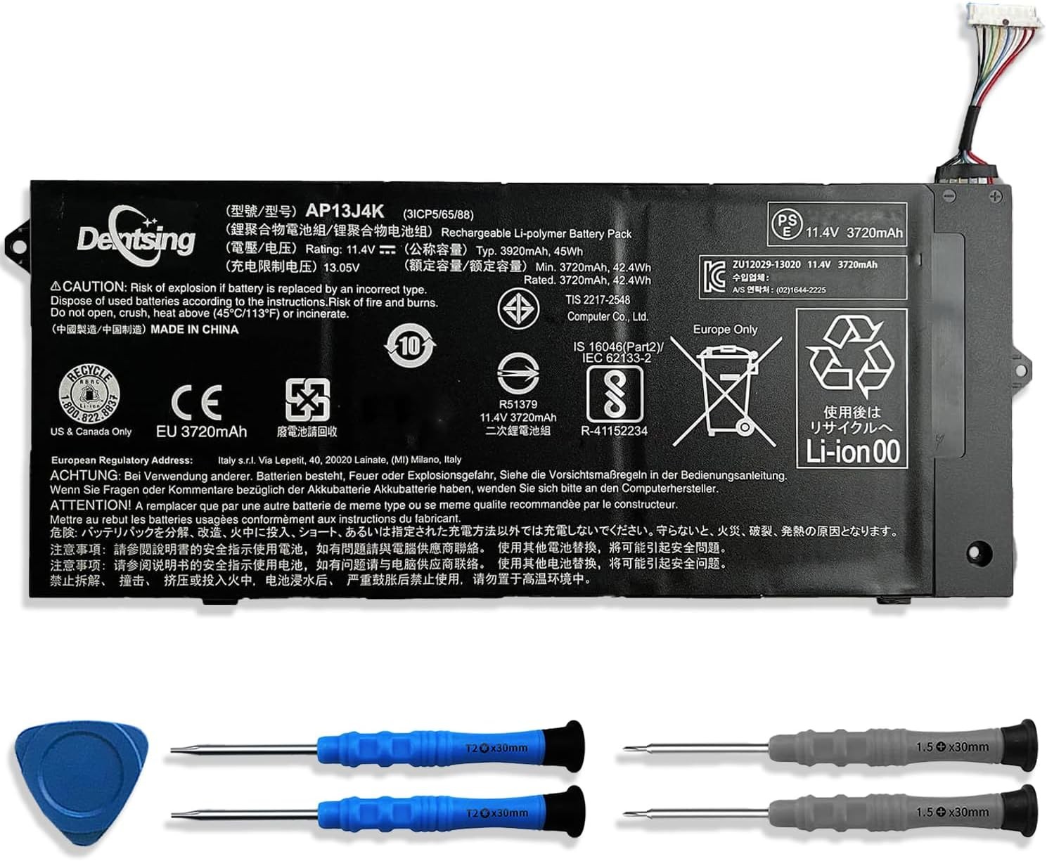 45Wh AP13J4K Laptop Battery 4cm Long Cord Compatible with Acer Chromebook 11.6"
