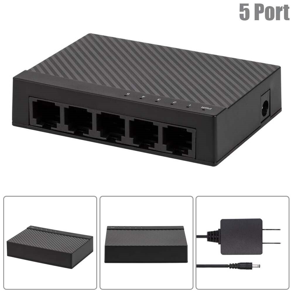 5-Port 10/100Mbps Fast Ethernet Unmanaged Desktop Switch Home Network LAN Hub 