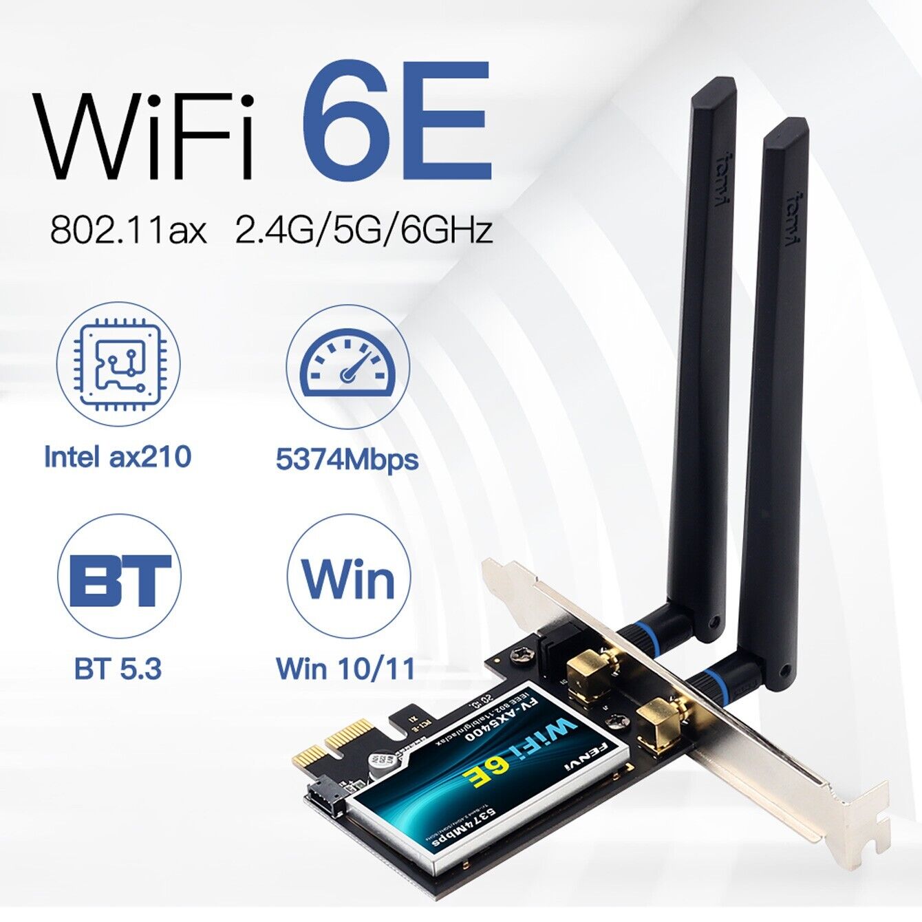 AX210 WiFi 6E AX5400 PCI-E WiFi Card 802.11ax Tri-band Wifi Bluetooth Adapter