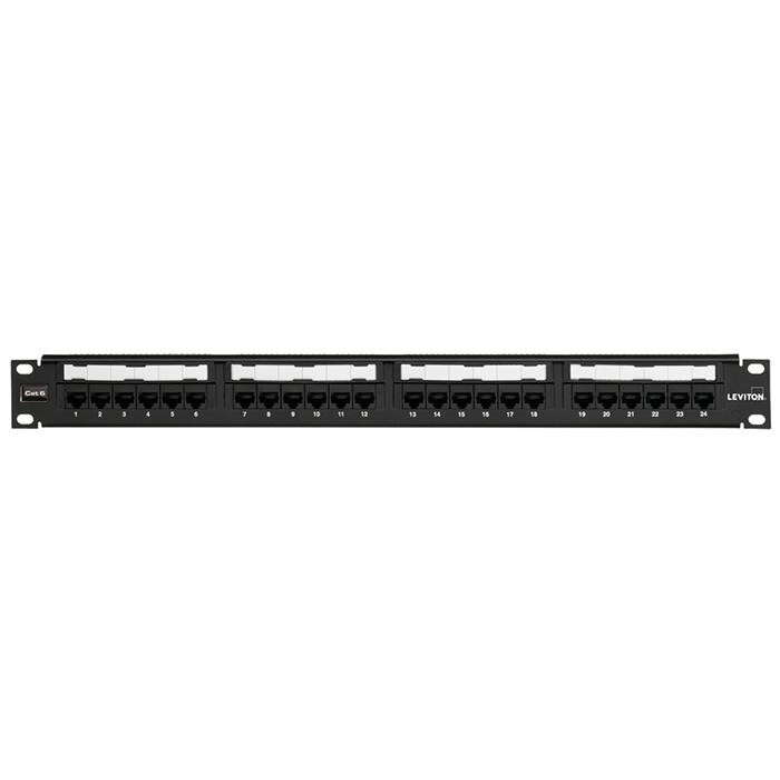 Leviton 69586-U24 Cat 6 UTP Flat 110-Style Patch Panel 24-Port 1RU Black