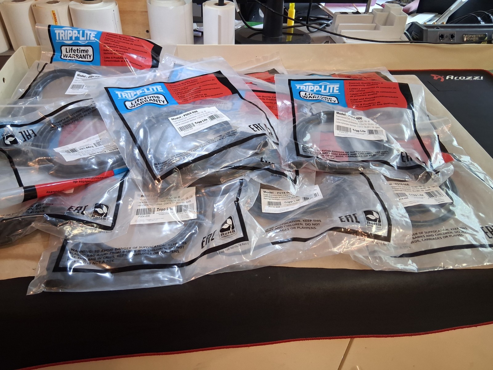 Lot of 13 Tripp Lite P004-006 6ft. Power Extension Cord