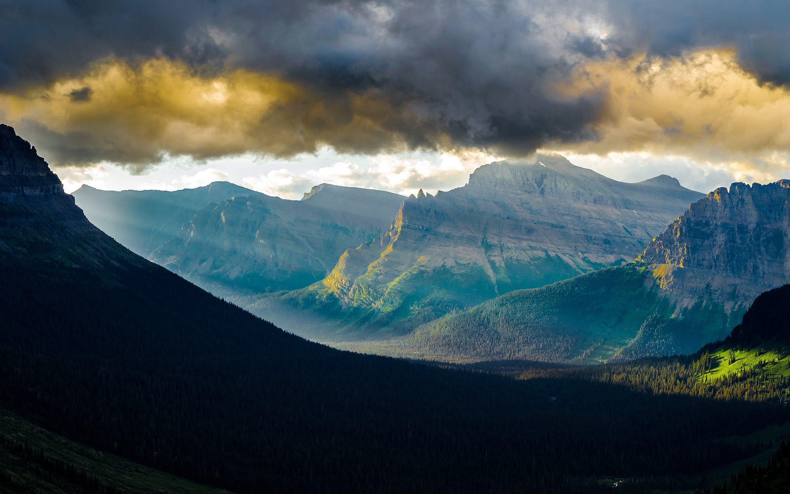 Landscape nature mountain pass glacier national park sun Custom Gaming Mat Desk