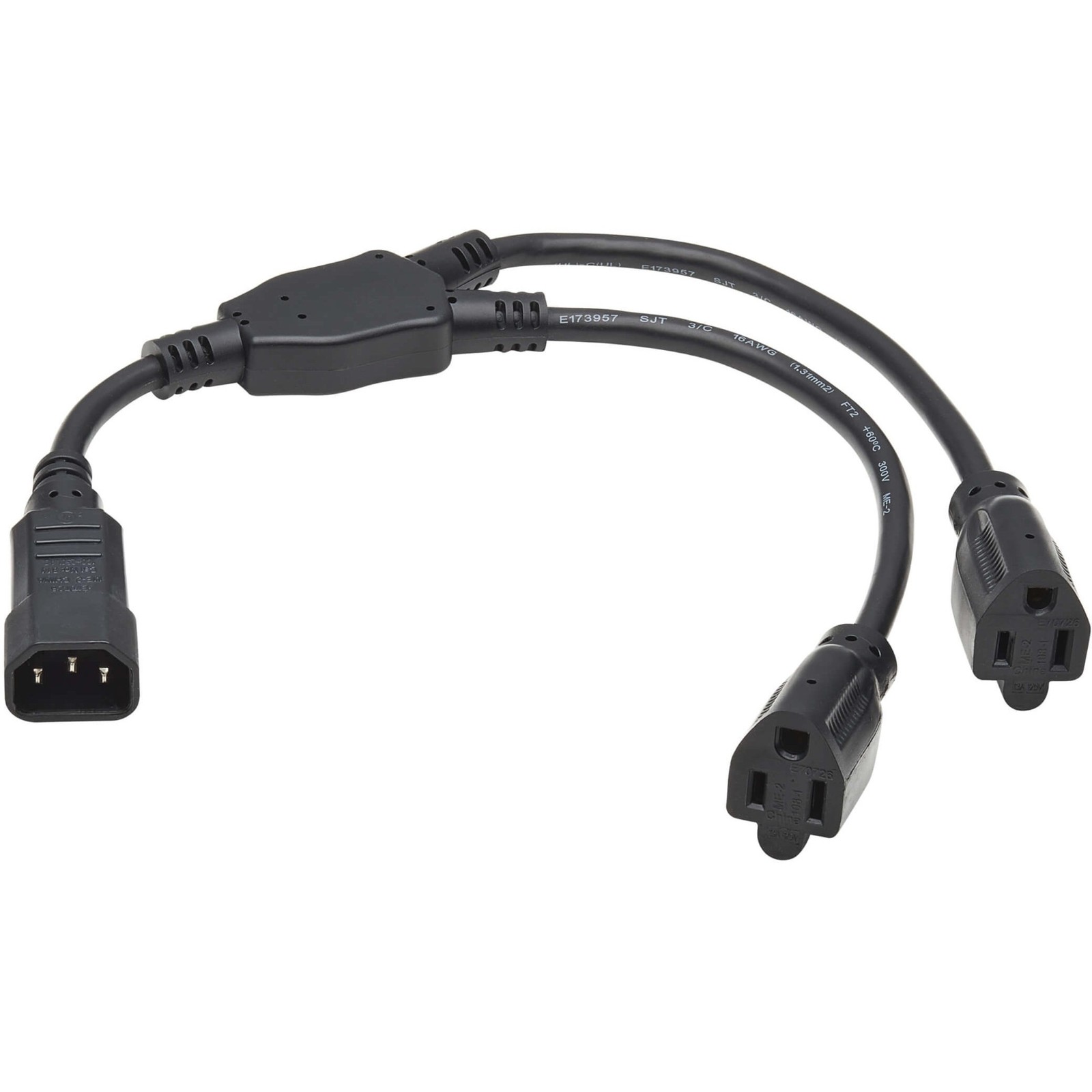 Tripp Lite P00218N2R Power Cord Y Splitter 18in 13A 125V Black