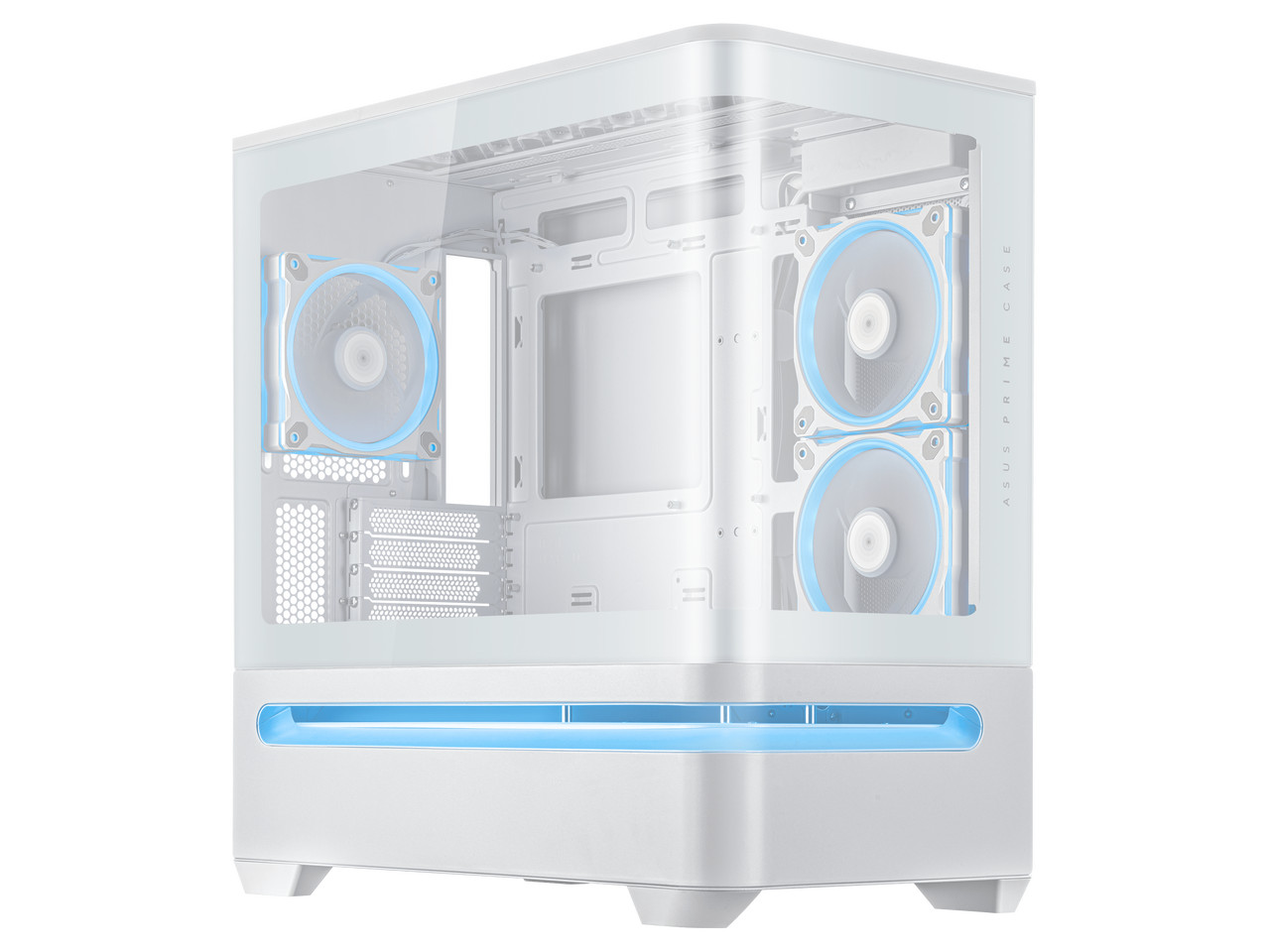 ASUS Prime AP202 ARGB White mATX case with fully tempered curved glass, supports