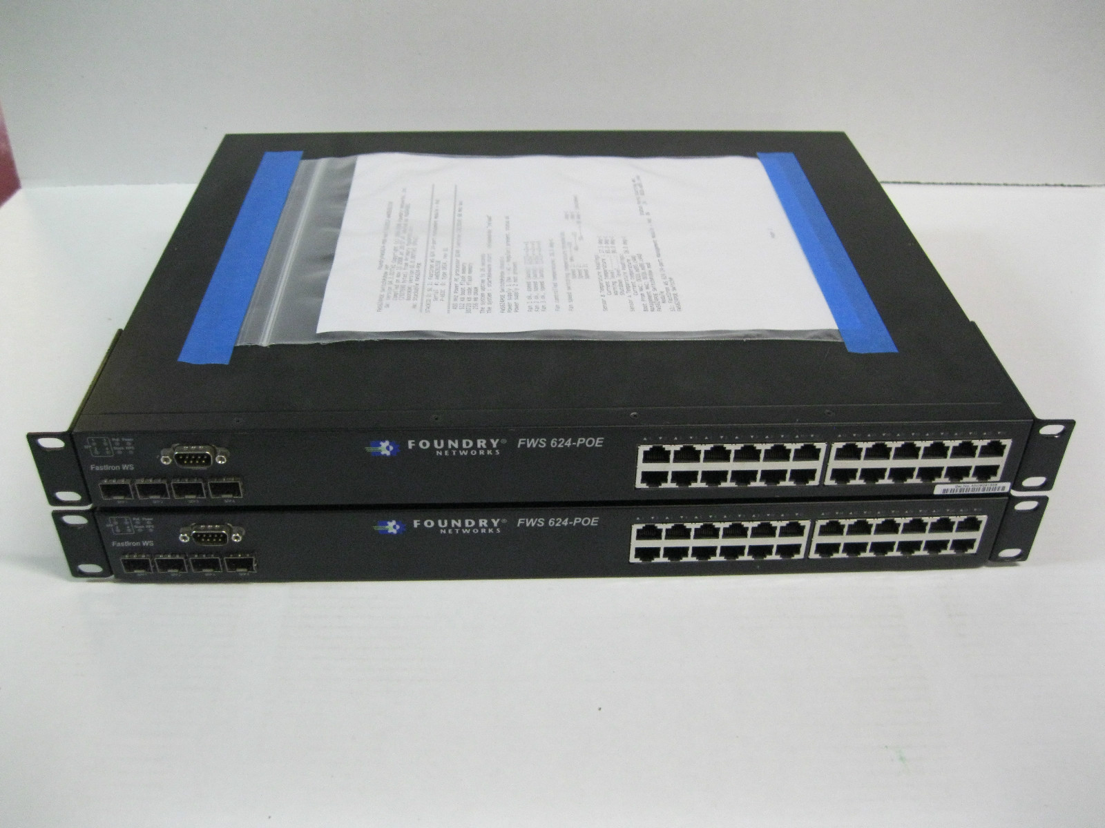 Foundry Lot of 2 FWS624-POE FastIron WS 20 10/100 Mbps PoE ports 4-RJ45/SFP 1-GE