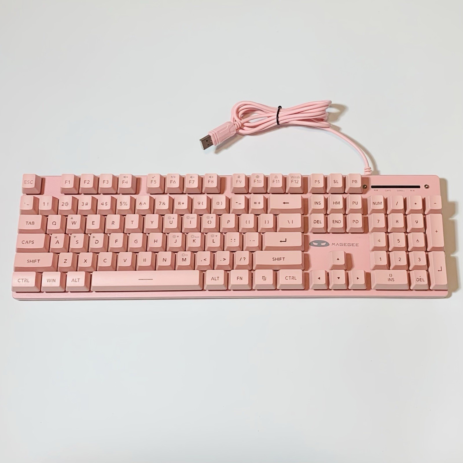 MageGee GT838 Wired USB Gaming Membrane Keyboard Pink RGB Backlight - Tested