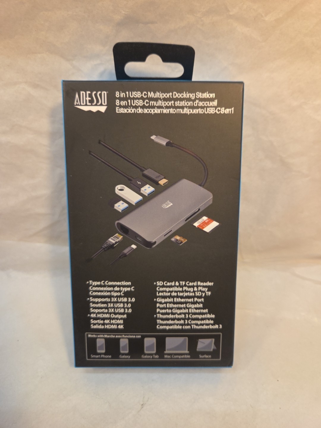 Adesso 8-in-1 USB-C Multi-Port Docking Station TAA Compliant