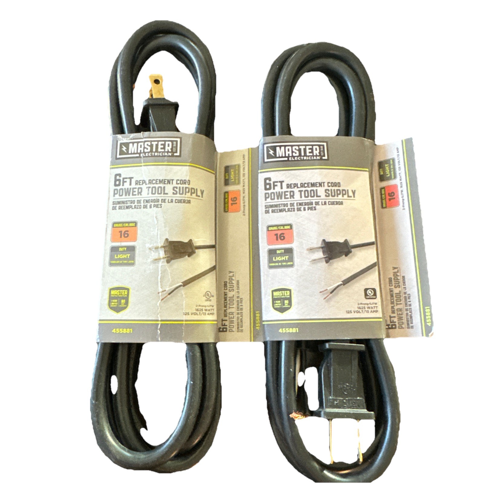 Master Electrician 6 Ft Replacement Cord Power Took Supply 16 Gauge 2Pack 455881