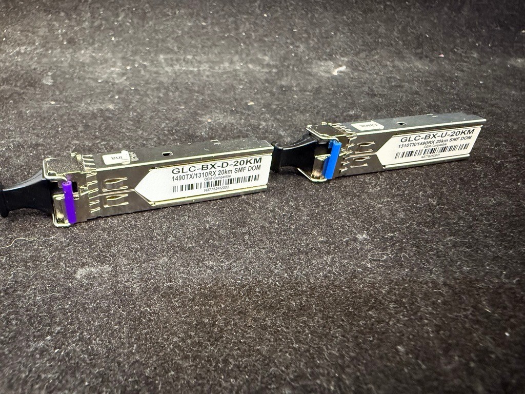 ***NEW Pair*** Cisco Compatible GLC-BX20 Pair 1G 20km Optical Transceivers