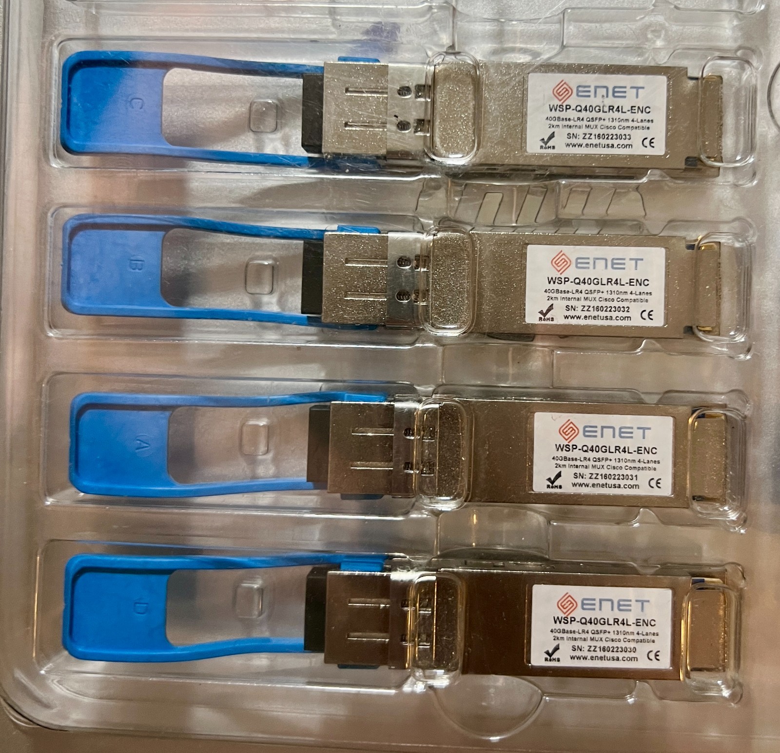 Cisco WSP-Q40GLR4L Compatible 40GBASE-LR4L QSFP+ SM LC/UPC SMF Transceiver