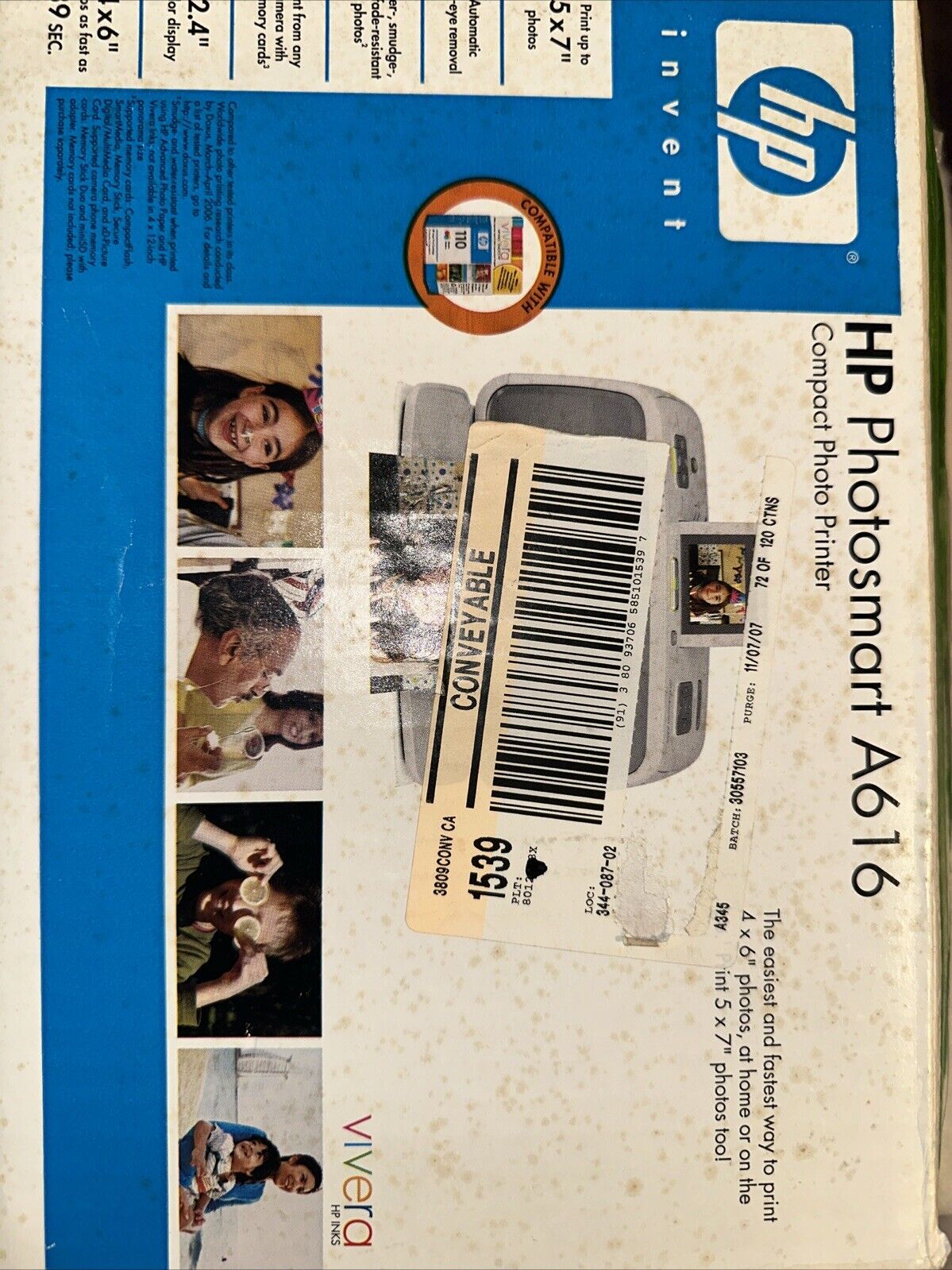 HP Photosmart A616 Digital Photo Inkjet Printer In Box New Open Box