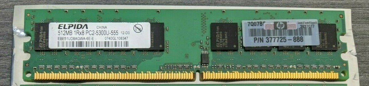 Elpida 512MB 1Rx8 PC2-5300u-555 (4 Pieces 4x512mb=2gb)