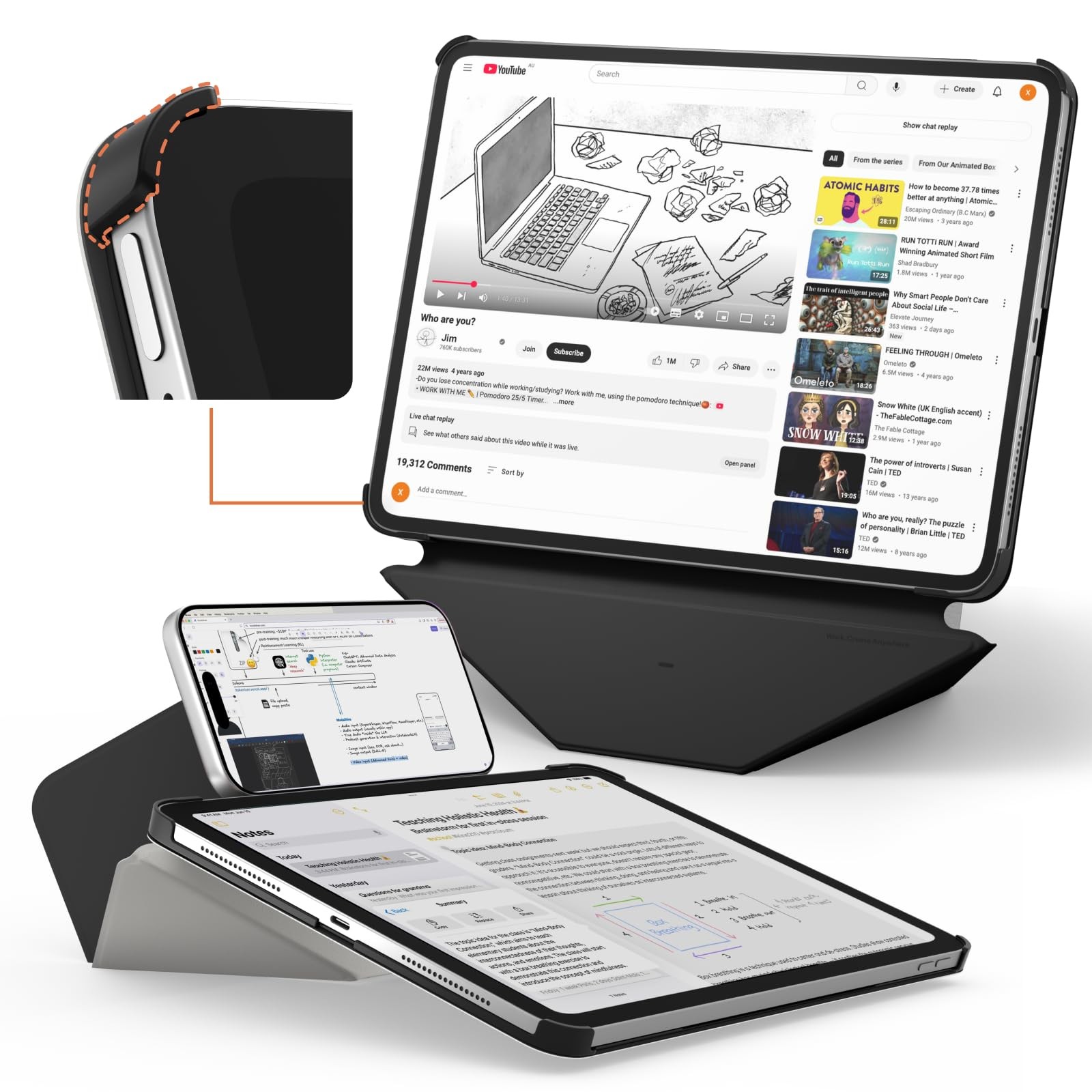 MOFT Dynamic Folio Case iPad Air 13 M2 M3 M4 Magnetic Stand 20+ Angles Gray