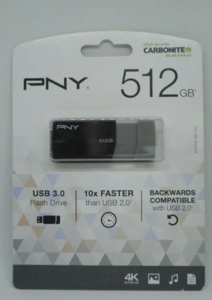 New PNY ELEDGE 512GB USB 3.0/2.0 Flash Drive 