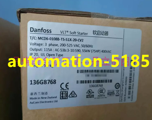 Danfoss Soft Starter 136G8768 MCD6-0108B-T5-S1X-20-CV2 55KW Brand new