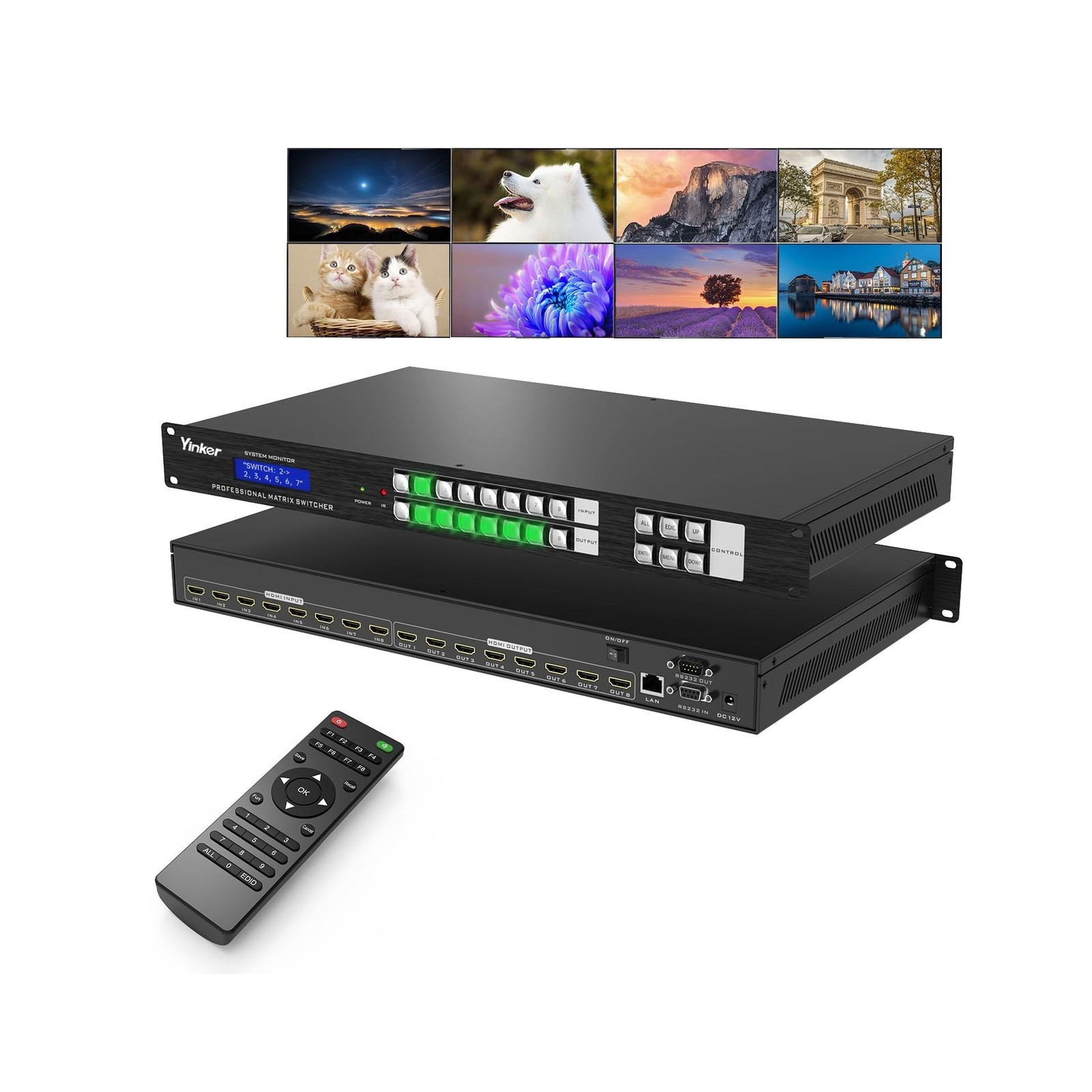 8x8 HDMI Matrix 4K, 8 in 8 Out HDMI Matrix Switcher & Splitter Rackmountable,...