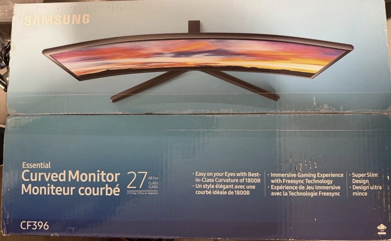 Samsung Essential CF396 27in Curved Monitor 1080p 60Hz HDMI VGA Box Only