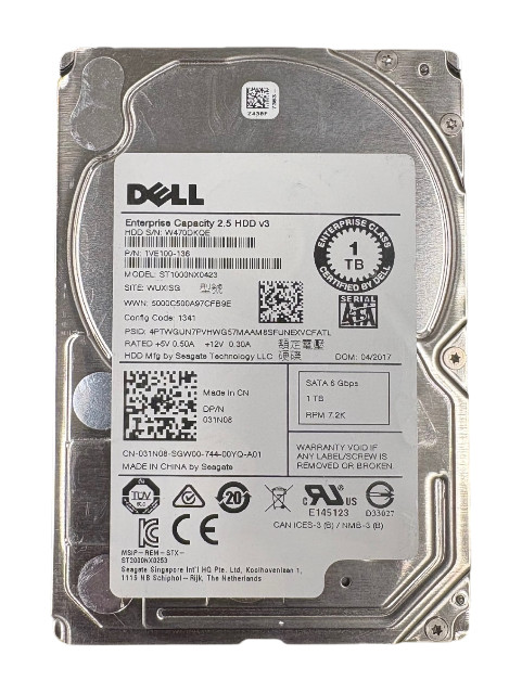 Dell Enterprise HDD 1 TB Internal 7200 RPM 2.5" - ST1000NX0423