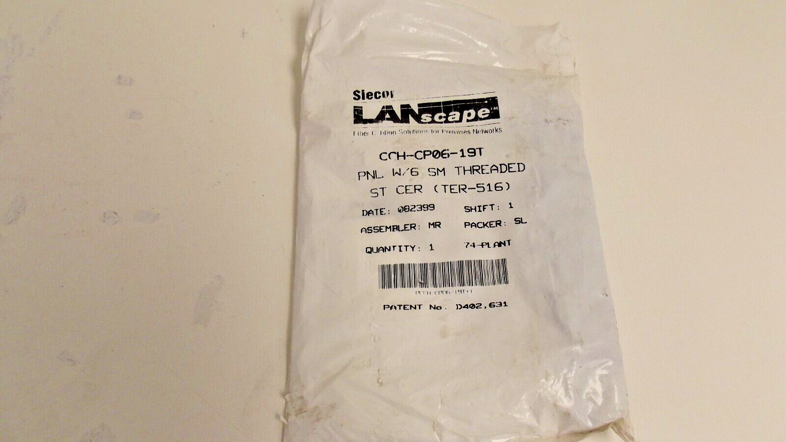 Siecor LanScape Corning CCH-CP06-19T Panel W/6 SM Threaded ST cer (TER-516)  A-9