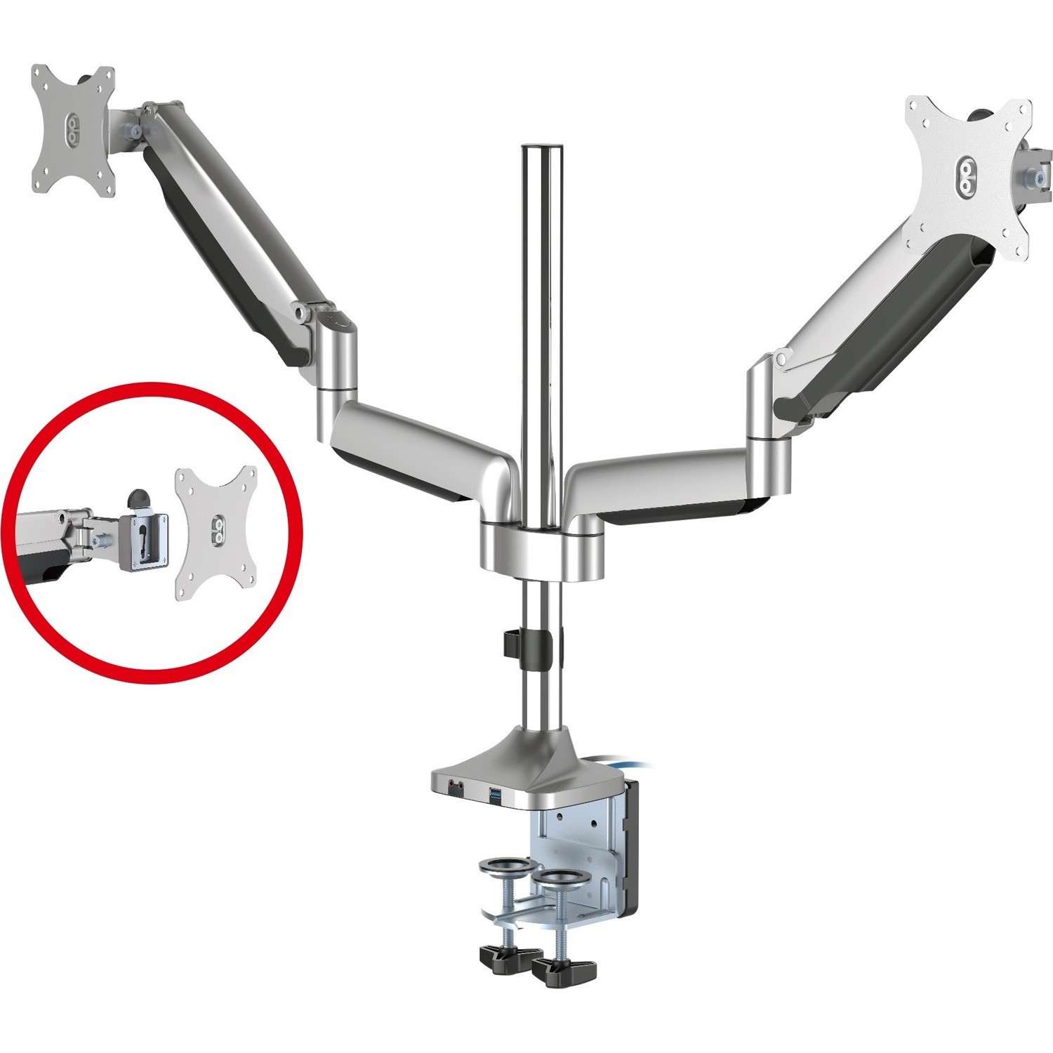 SIIG Dual Monitor Gas Spring Desk Mount with USB Port - 17 to 32" (cemt2x11s1)