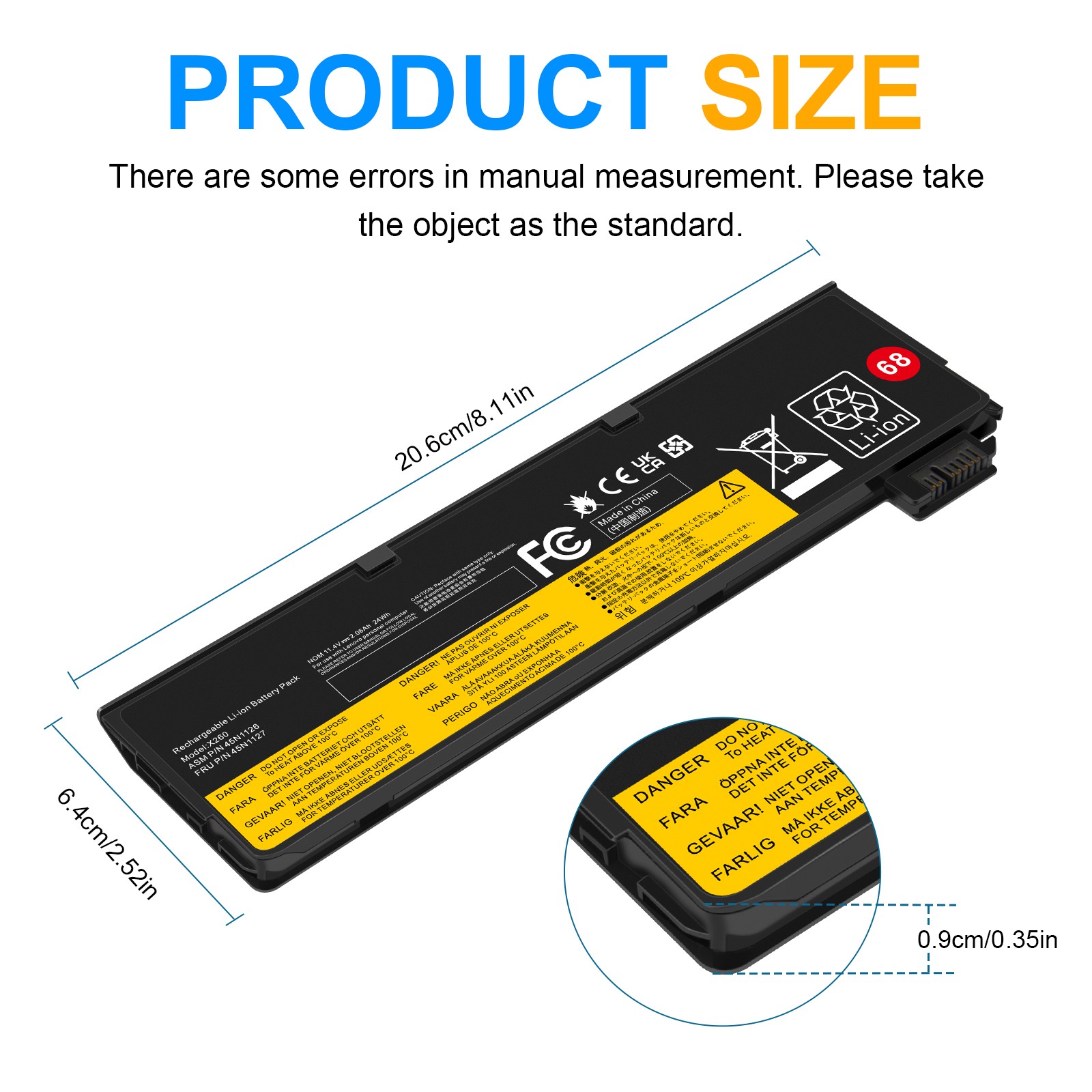3/6Cel Battery For Lenovo Thinkpad T440 X240 T450S T460 L460 X260 45N1127 68/68+