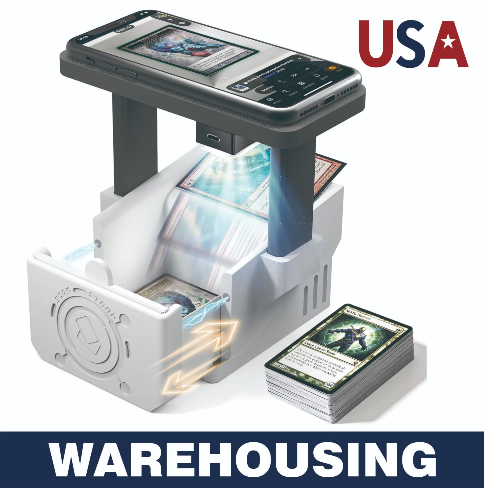 Card Scanner Pro Max–Card Led Scanner Stand for MTG & TCG, Sleeved & Unsleeved