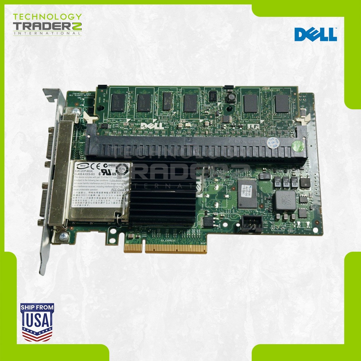 J155F Dell PERC 6/E 512MB 2-Port PCI-E RAID Controller 0J155F W/ 1x Battery