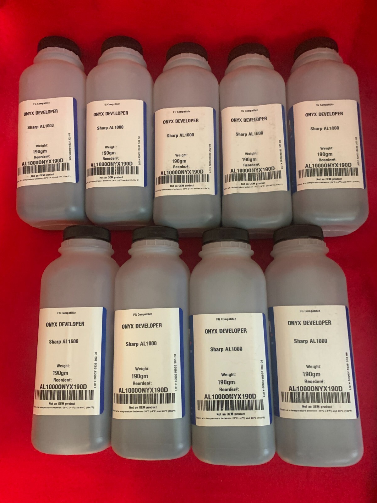 9 Bottles of Future Graphics developer - 190 grams for Sharp AL1000 toners
