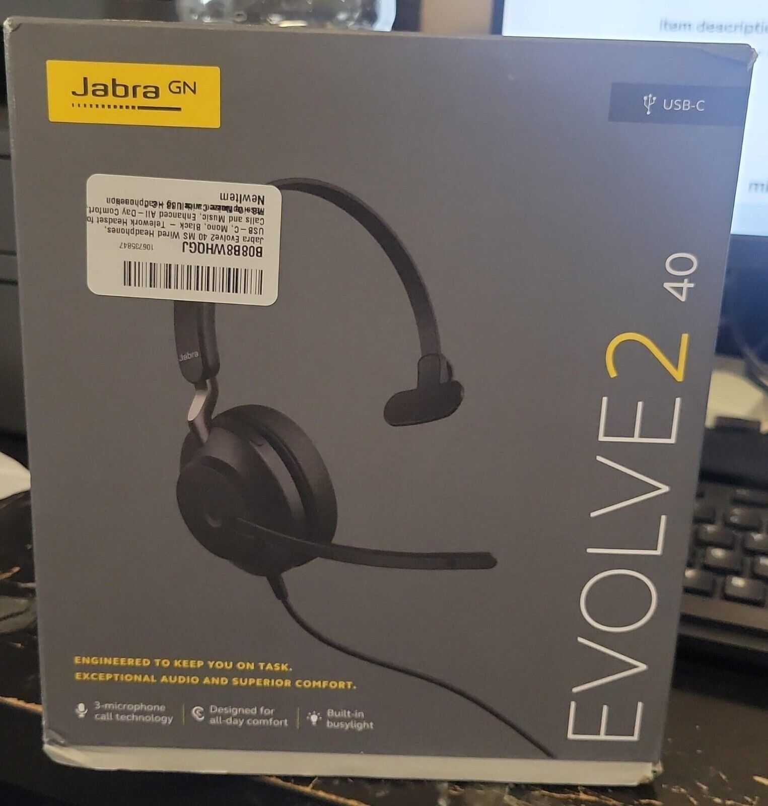 Jabra Evolve2 40 Stereo Headset (UC, USB-C)