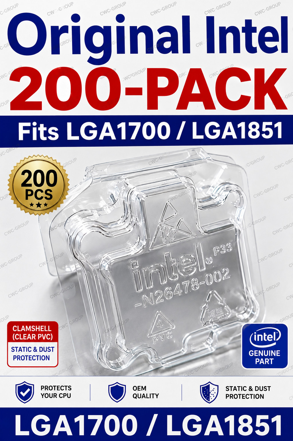 Intel Original Clam Shell LGA1700 / LGA1851 CPU Protective Case 200-Pack