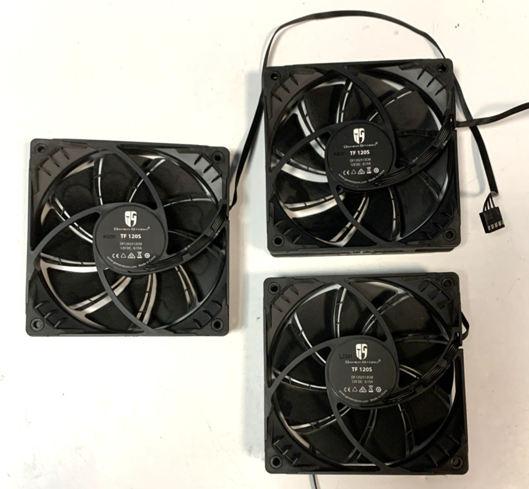3 Pack DeepCool Gamer Storm TF-120S Fans and TF120 White Fan DF1202512CM 4-Pin