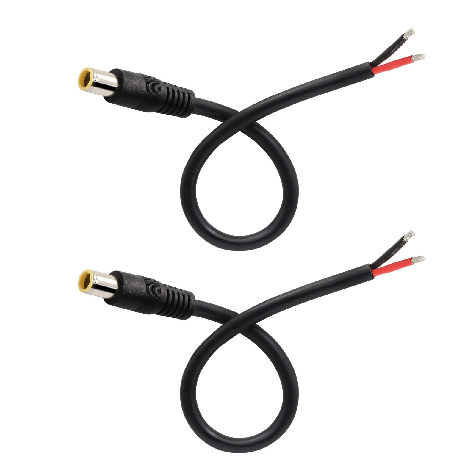 2 Pcs DC7909 Power Pigtails Cable, 12V DC 8mm Male Plug to Bare Wire Open End P