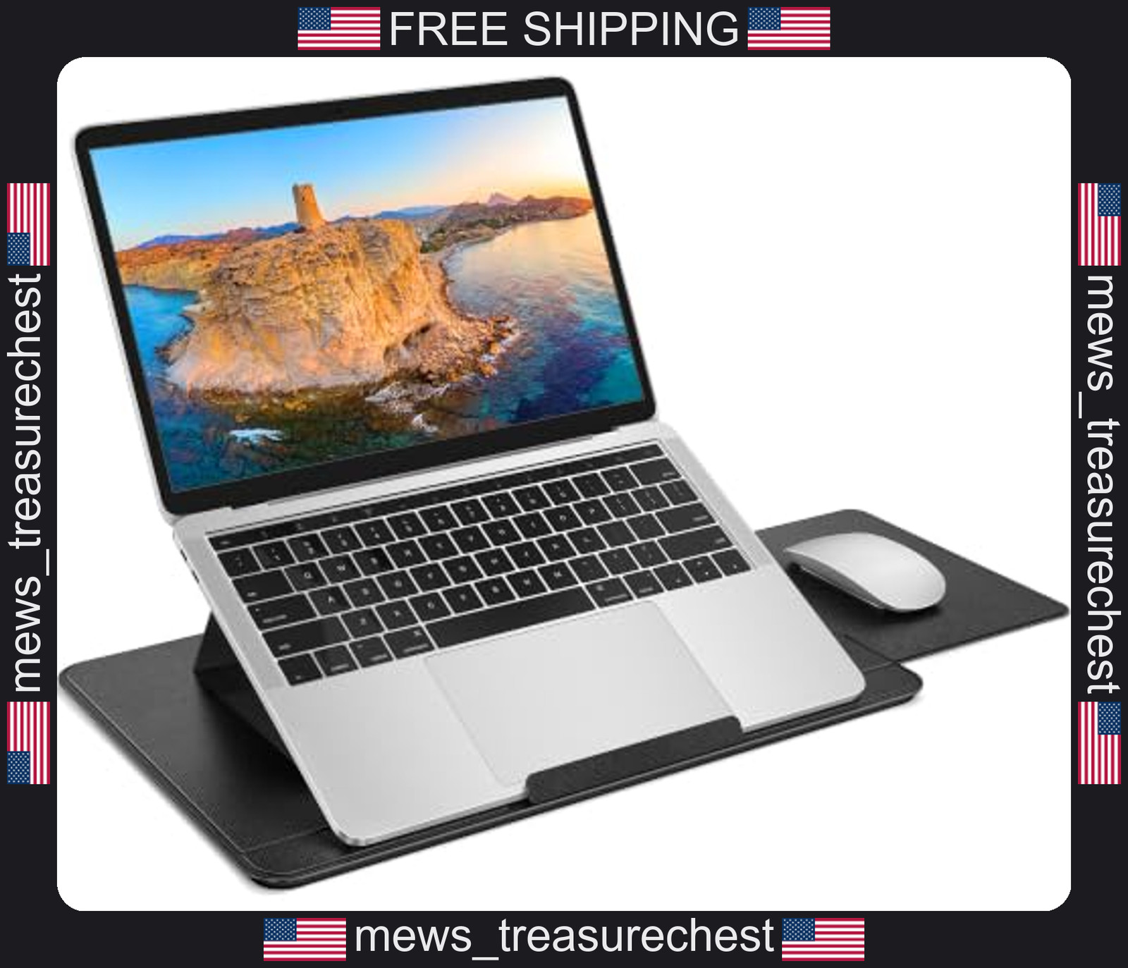 Adjustable Laptop Lap Desk with Non-Slip PU Leather Surface and Retractable