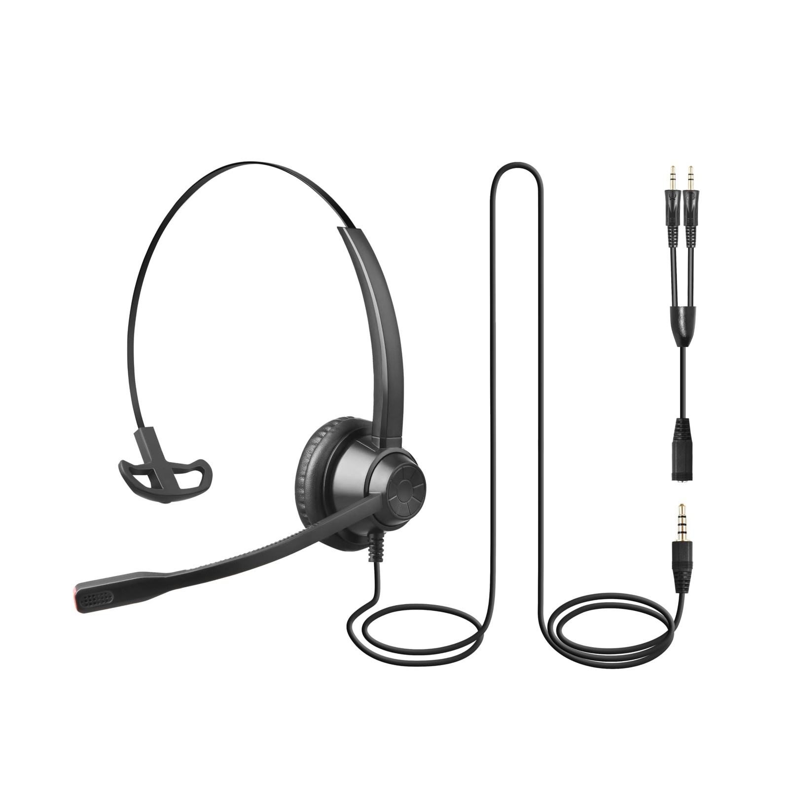X1 Single Ear Office Headset with 3.5mm & Y-Adapter - Noise Cancelling Mic - ...