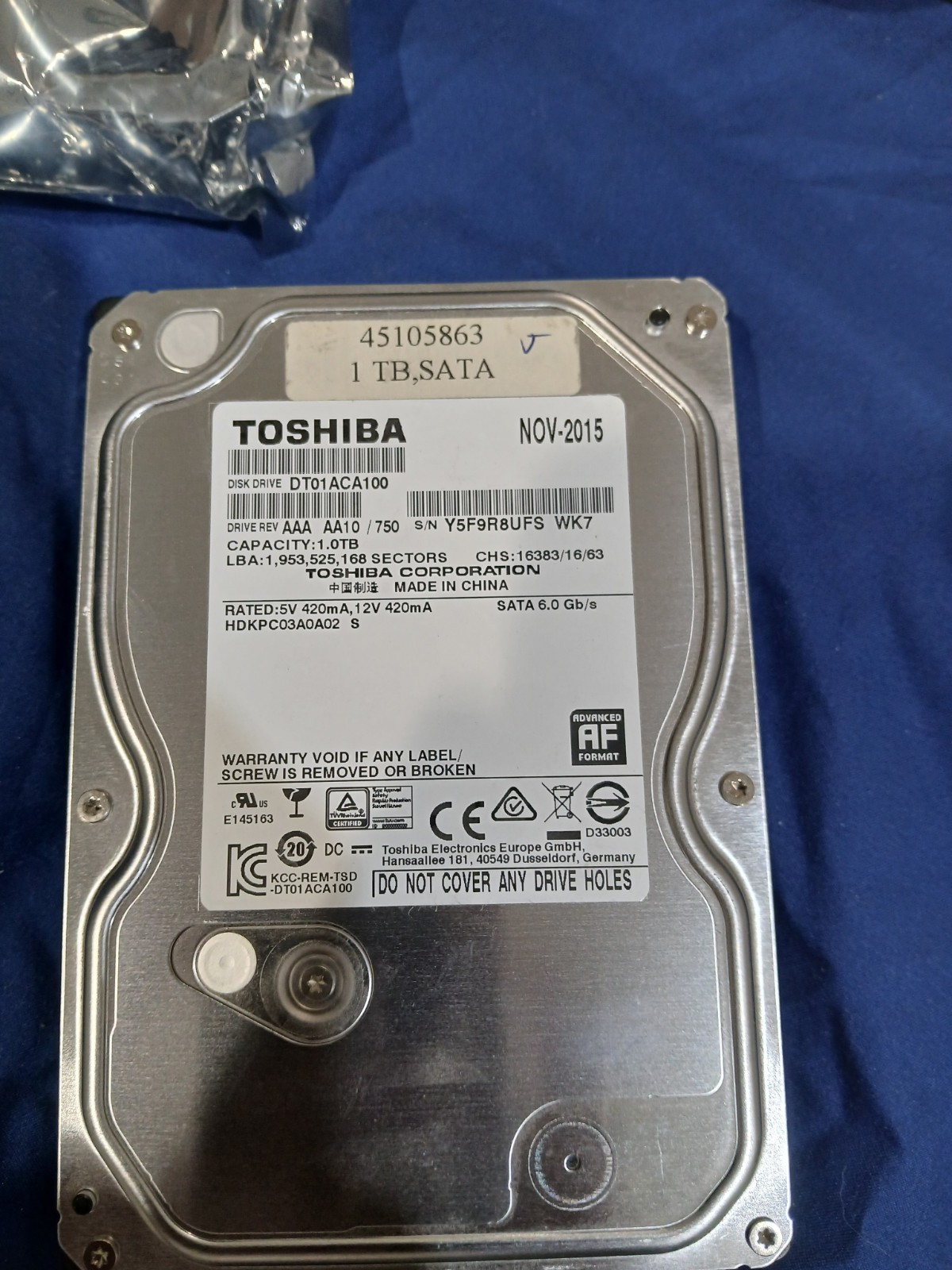 Toshiba DT01ACA100 1TB 7200RPM SATA 6Gb/s 3.5" Internal Hard Drive HDD
