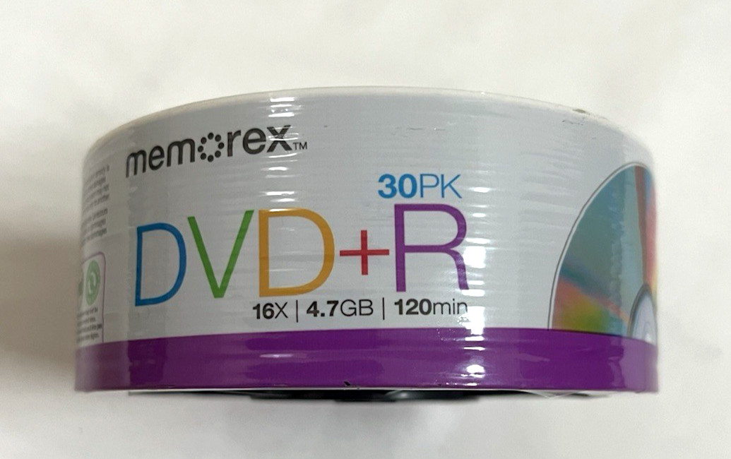 Memorex DVD+R 16X/4.7Go/120 Minute 30PAQ NEW SEALED Recordable DVD
