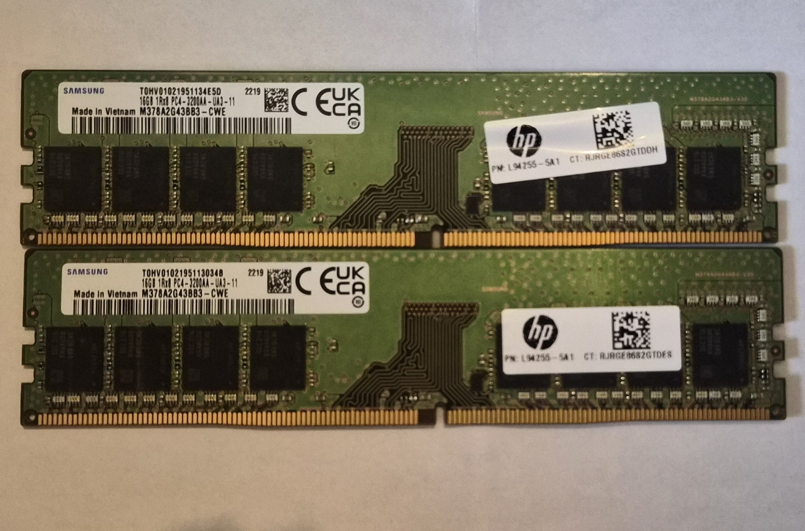 32GB (2x 16GB) Samsung HP DDR4 3200 Desktop Memory, DIMM, 1Rx8 PC4-3200AA-UA3-11