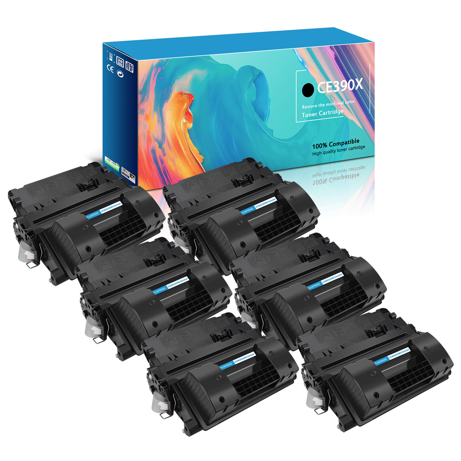 6PK BK Toner for HP CE390X 90X LaserJet Enterprise 600 M601 M601n M601dn Printer