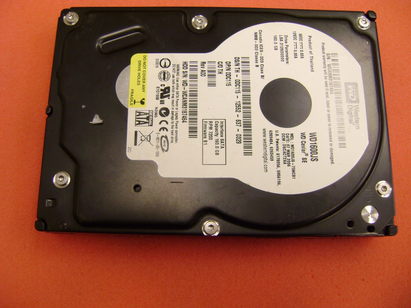 Dell/ Western Digital 160GB WD1600JS-75NCB1, DCM: DSCACT2AA SATA 3.5 Hard Drive