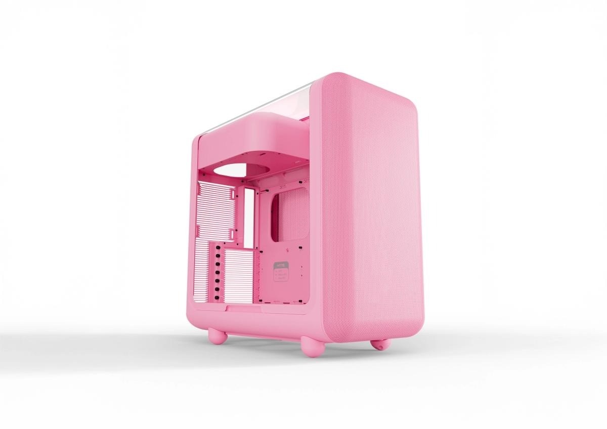 HYTE CS-HYTE-X50G-SM X50 Mid-Tower ATX Case Acoustic Glass Strawberry Milk Case