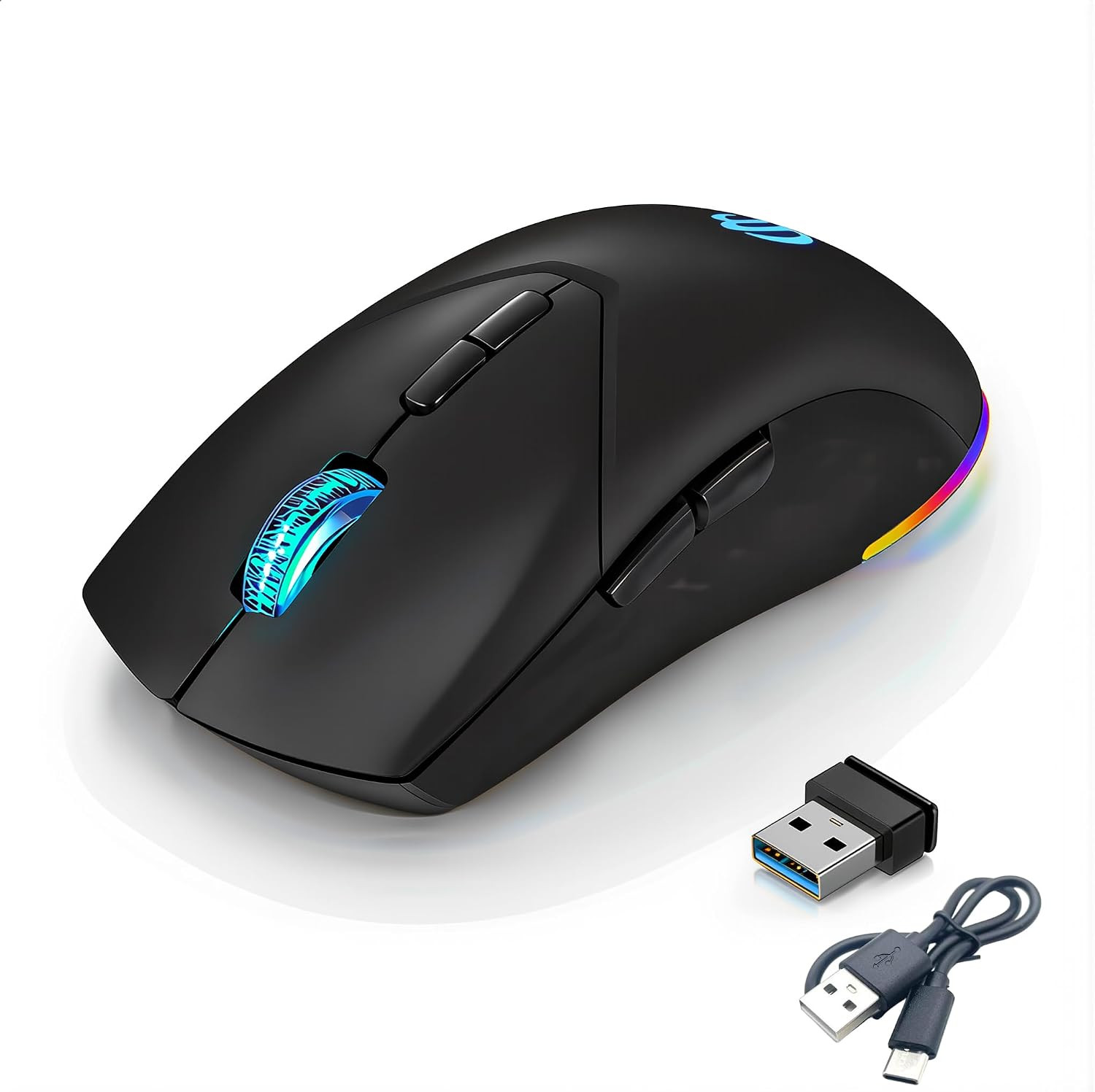 Wireless Mouse, Dual Mode BT5.2+2.4G, Silent , Rechargeable-Black