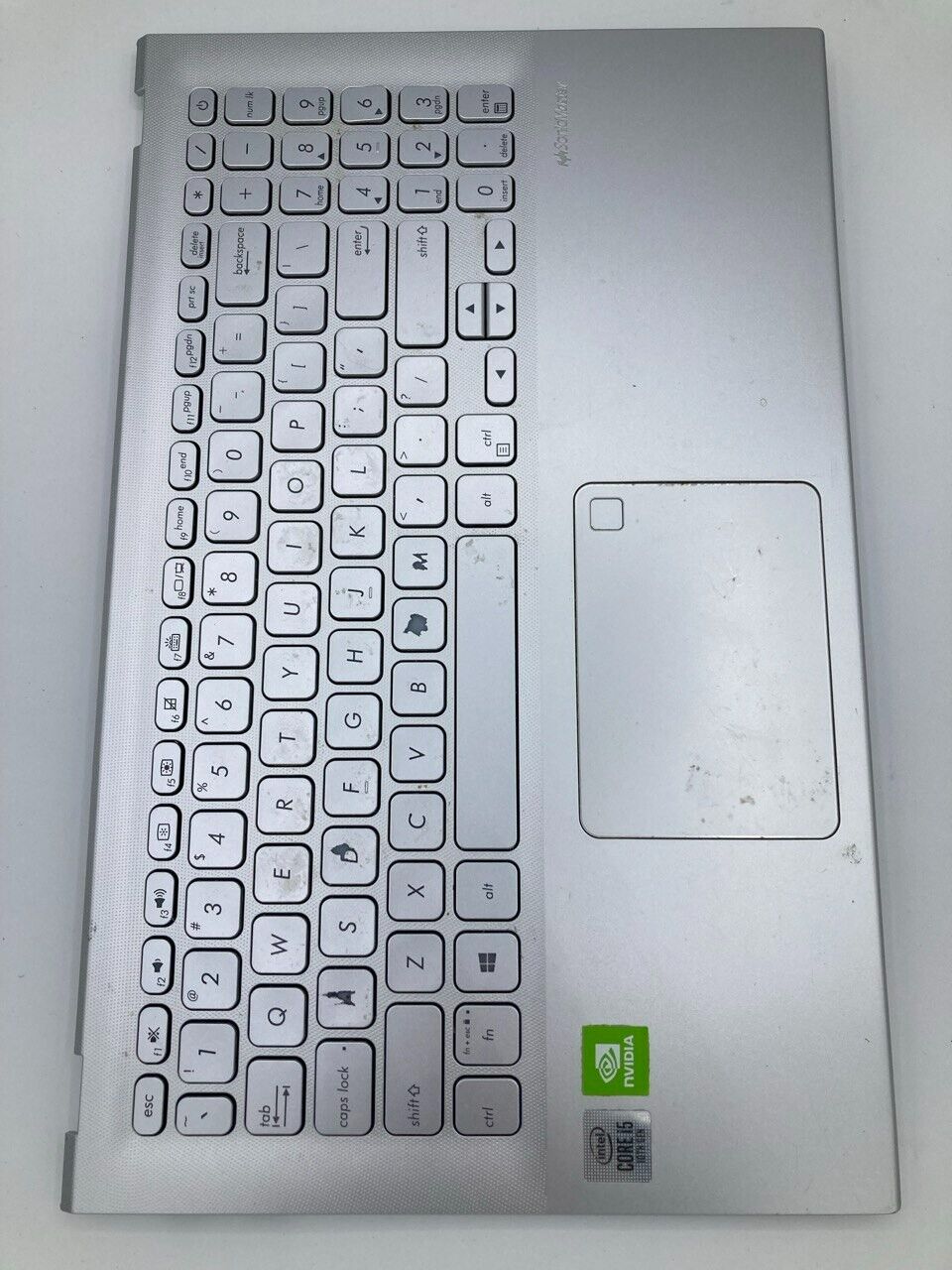 Asus NoteBook S512F Palmrest Keyboard Silver Fan, Battery, Wi-Fi, USB IO - Read