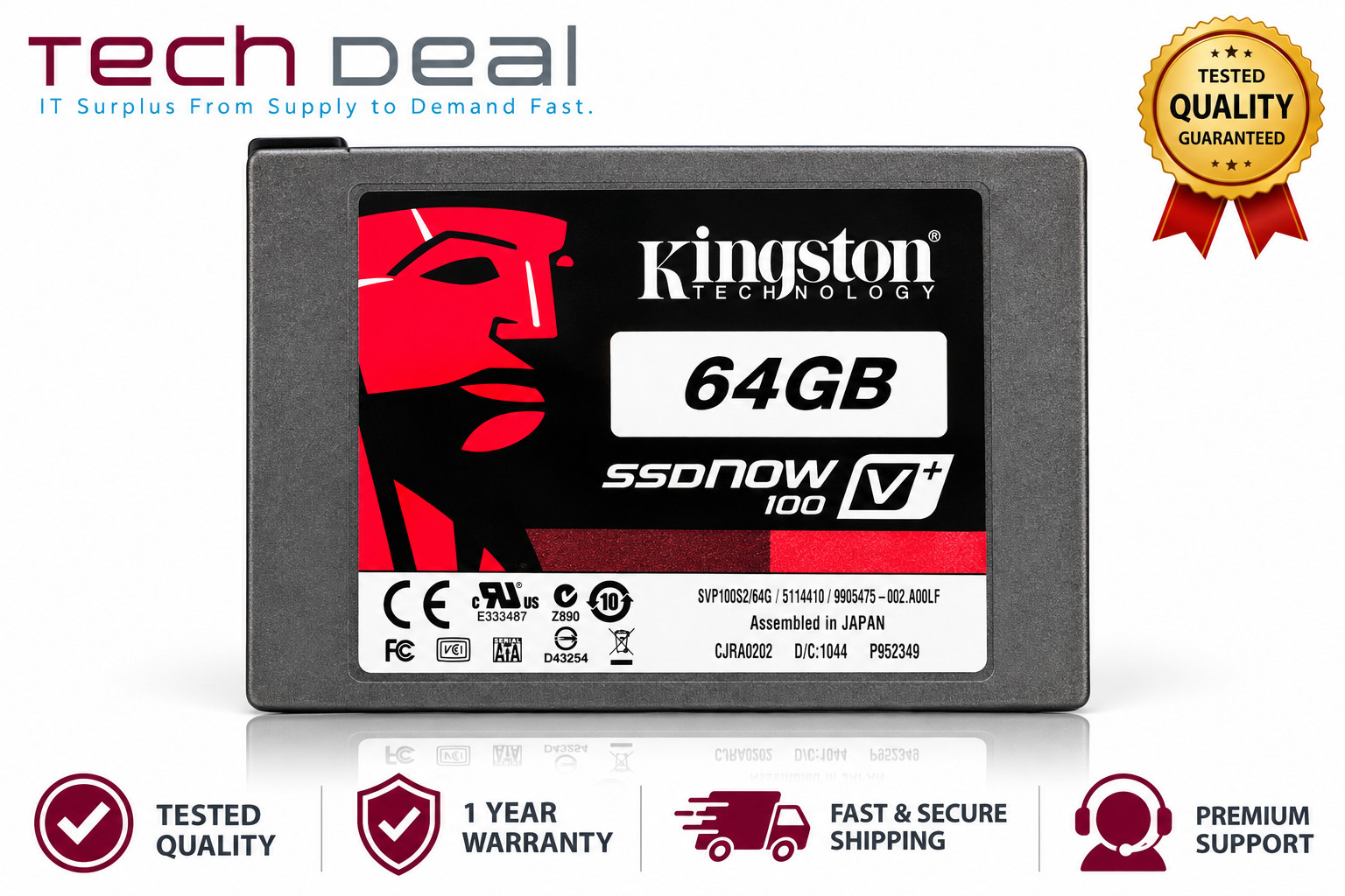 Kingston SSDNow V+100 64GB 2.5" SATA SSD Solid State Drive SVP100S2/64G