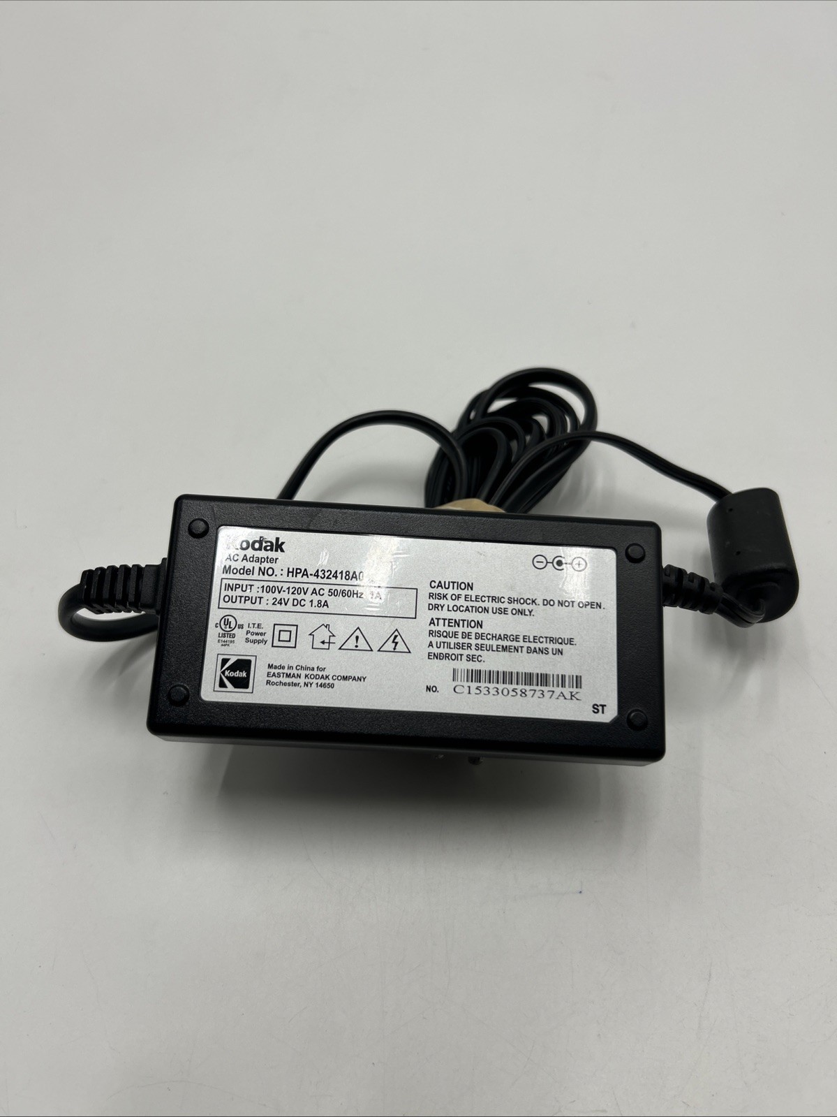 GENUINE KODAK EASYSHARE PRINTER DOCK SERIES 3 AC POWER ADAPTER HPA-432418A0