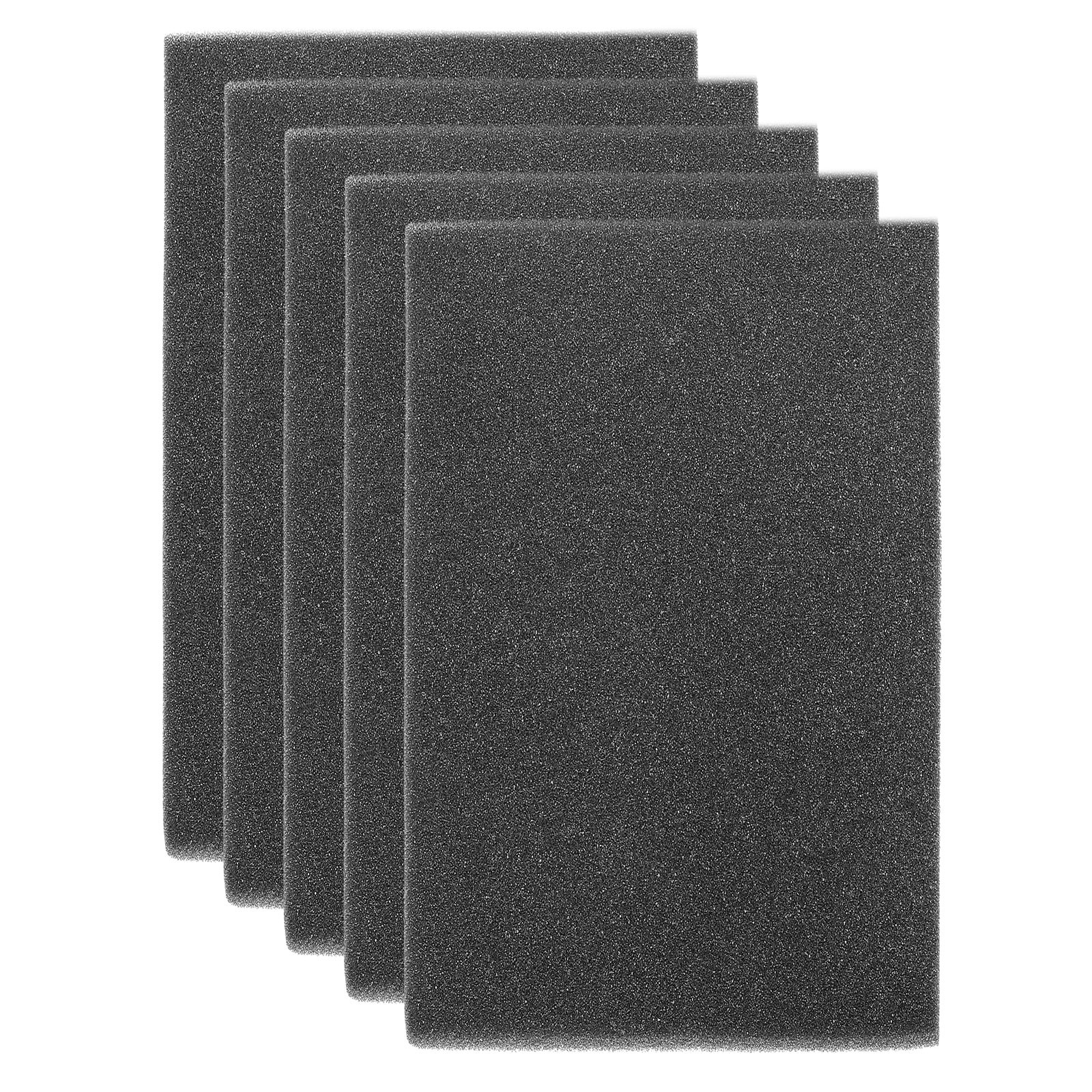 5pcs 12" x 8" x 0.39" Filter Foam Sponges Fan Replacement Filters, Black